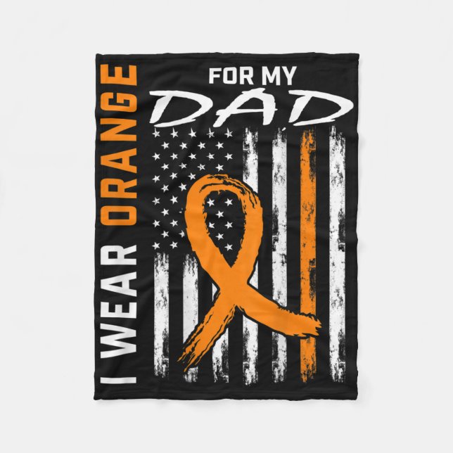 Orange Ribbon Pappa Leukemia Awareness American Fl Fleecefilt (Framsidan)