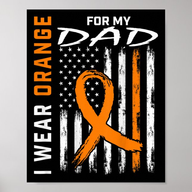 Orange Ribbon Pappa Leukemia Awareness American Fl Poster (Framsidan)