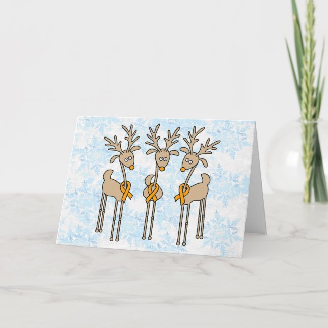 Orange Ribbon Reindeer Helgkort (Framsida)