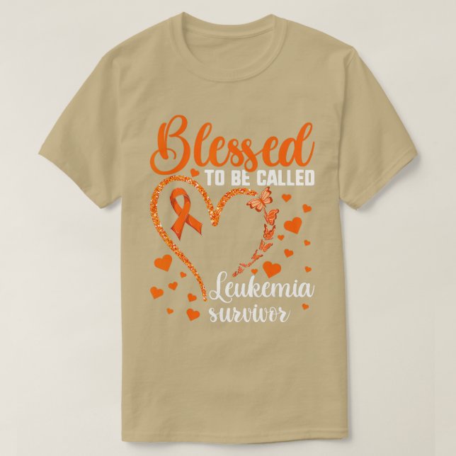 Orange Ribbon Shirt välsignad med namnet Leukemi T (Design framsida)