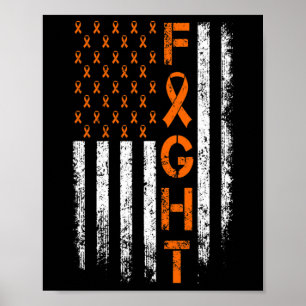 Orange Ribbon Sign - Leukemi Awareness Poster
