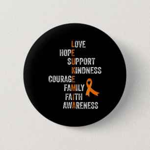 Orange Ribbon Sign Retro Vintage Aml Leukemia Awar Knapp