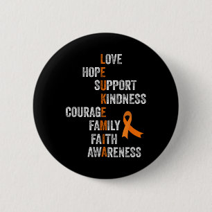 Orange Ribbon Sign Retro Vintage Aml Leukemia Awar Knapp
