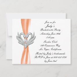 Orange Ribbon Silver Svanar Bachelorette Party Inbjudningar