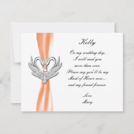 Orange Ribbon Silver Svanar Maid of honor-kort Inbjudningar