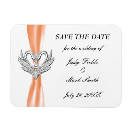 Orange Ribbon Silver Svanar Spara datum magneter