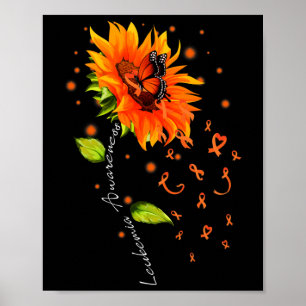 Orange Ribbon Solros Butterfly Leukemia Awarene Poster