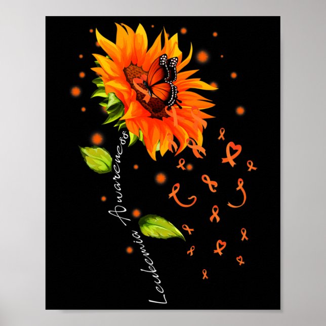 Orange Ribbon Solros Butterfly Leukemia Awarene Poster (Framsidan)