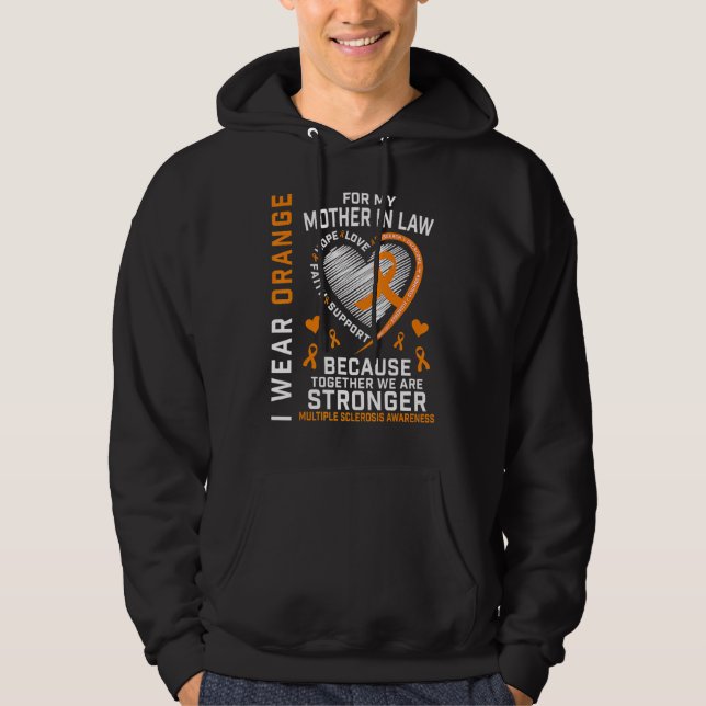 Orange Ribbon Svärmor Många Sclerosis Hoodie (Framsida)