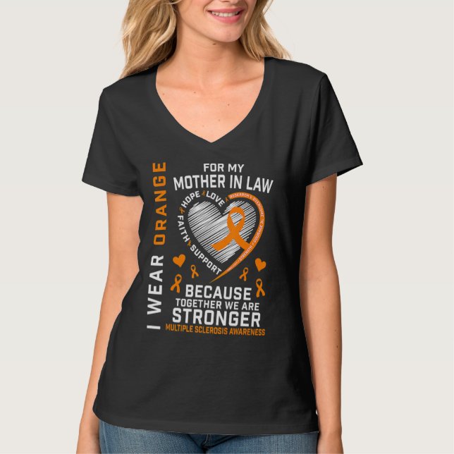 Orange Ribbon Svärmor Många Sclerosis T Shirt (Framsida)