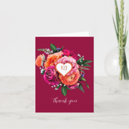 Orange Ribbon Swirl och Heart Monogram Anteckningskort