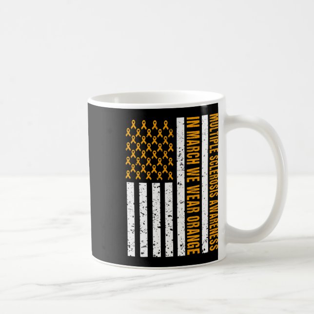 Orange Ribbon Us Flagga Kaffemugg (Höger)