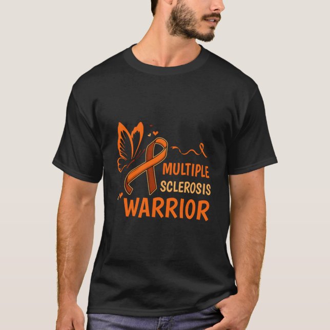 Orange Ribbon Warrior Fight March Family T Shirt (Framsida)