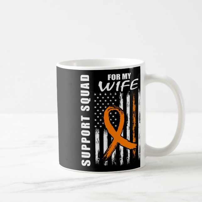 Orange Ribbon Wife Leukemia Awareness Usa Flag Can Kaffemugg (Höger)