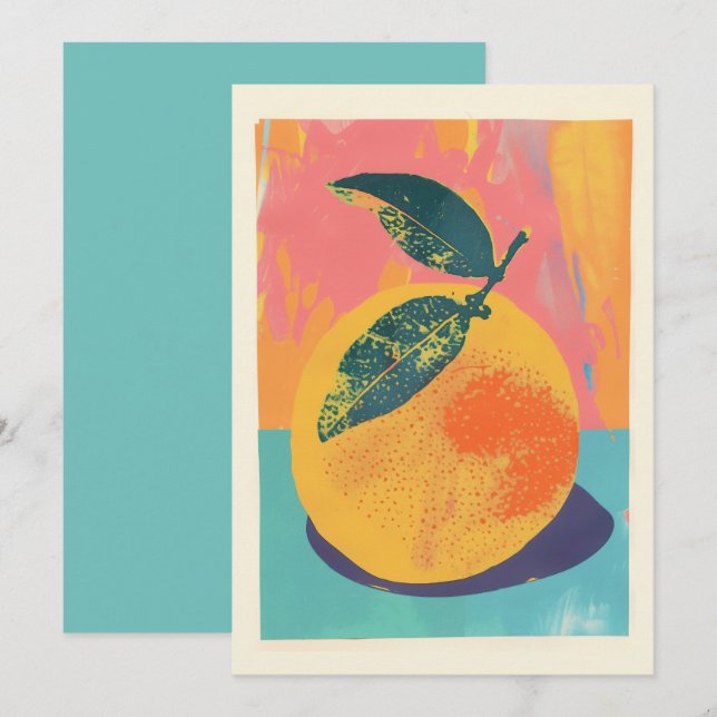 Orange Risograph Inbjudningar (Fram/baksida)