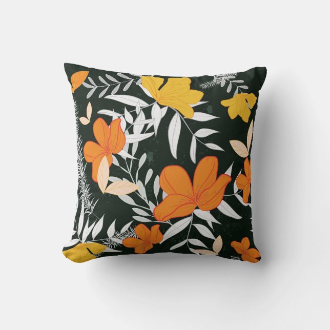 Orange Ro: Abstrakt botaniskt. Kudde (Framsida)