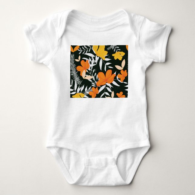 Orange Ro: Abstrakt botaniskt. T Shirt (Framsida)