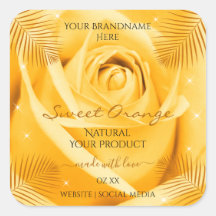 Orange Ro-blommans produktetiketter med Handflatan