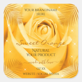 Orange Ro-blommans produktetiketter med Handflatan Fyrkantigt Klistermärke