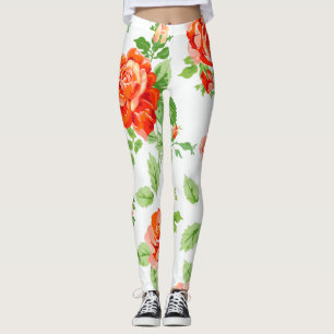 Orange ro blommigt-utskrift leggings