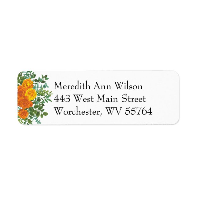 Orange Ro Bröllop Elegant BeSnygg Returadress Etikett (Framsidan)