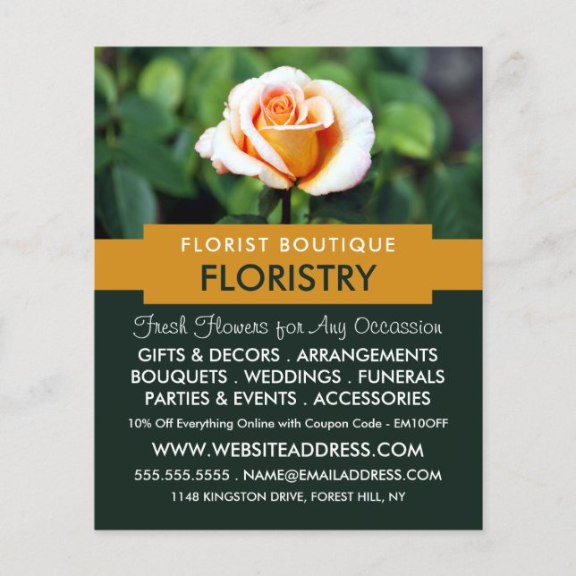Orange Ro, Florist, Floristry Advertising Flygblad (Framsidan)
