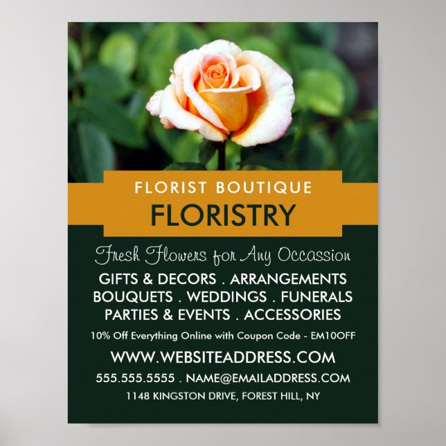Orange Ro, Florist, Floristry Advertising Poster (Framsidan)