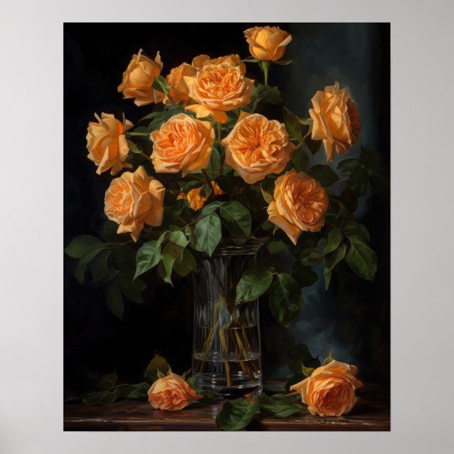 Orange Ro Flower Art Print Poster (Framsidan)