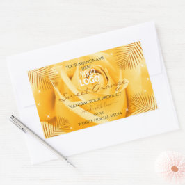 Orange Ro Flower Product Labels Handflatan Löv Log Rektangulärt Klistermärke