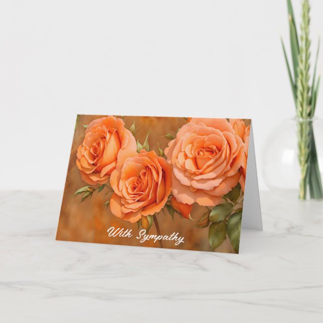 Orange Ro Flowers Art Sympathy Card Kort (Framsida)