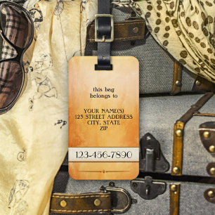 Orange Ro Guld Retro Artistic Luggage Tag Bagagebricka
