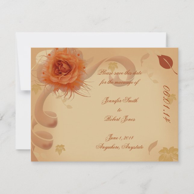 Orange Ro i Fall Save Date Card Spara Datumet (Framsida)