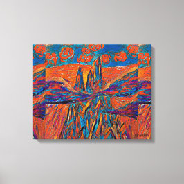 Orange Ro i Himlar ovanför berg och moln Canvastryck