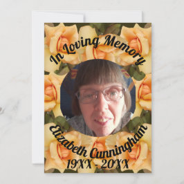 Orange Ro Loving Memory Photo Dikt Memorial Inbjudningar