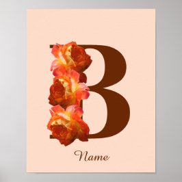 Orange Ro Monogram - början B Ditt namn Poster