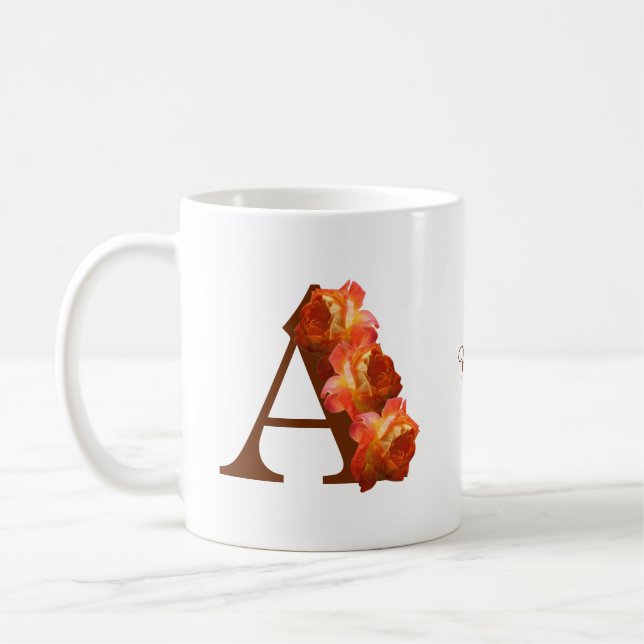 Orange Ro Monogram - ditt namn Kaffemugg (Vänster)