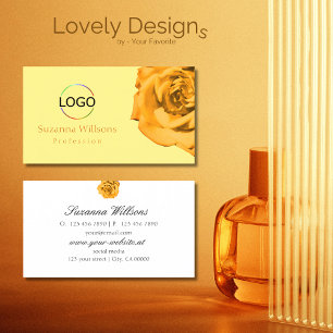 Orange Ro på Plain Peach White med Logotyp Enkel Visitkort