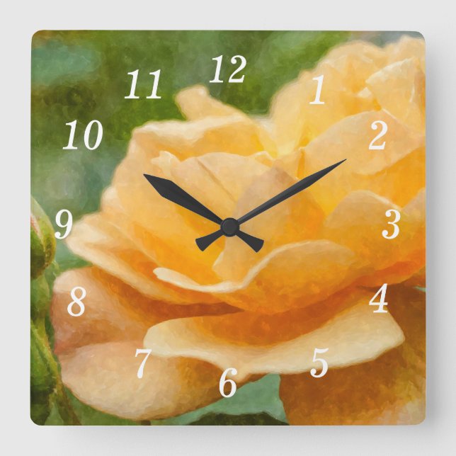 Orange Ro Painterly Wall Clock Fyrkantig Klocka (Framsida)