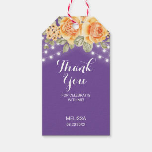 Orange Ro String Ljus Lila Birthday Tack Presentetikett