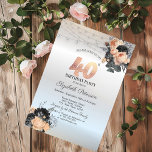 Orange Ro String Ljus Silver 40 födelsedag Inbjudningar<br><div class="desc">En modern,  chic och glamorös inbjudan med elegant string ljus och blommor.</div>