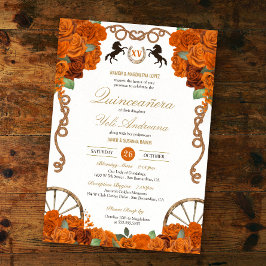 Orange Ro Western Quinceañera Inbjudningar
