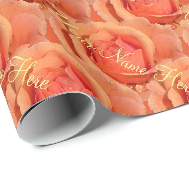 Orange Ro Wrapping Papper Romantic Ro Papper Presentpapper (Rullad Hörn)