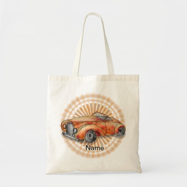 Orange Roadster Car handled shoppingbag Tygkasse (Framsidan)