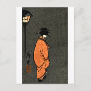 Orange Robed Geisha Vykort