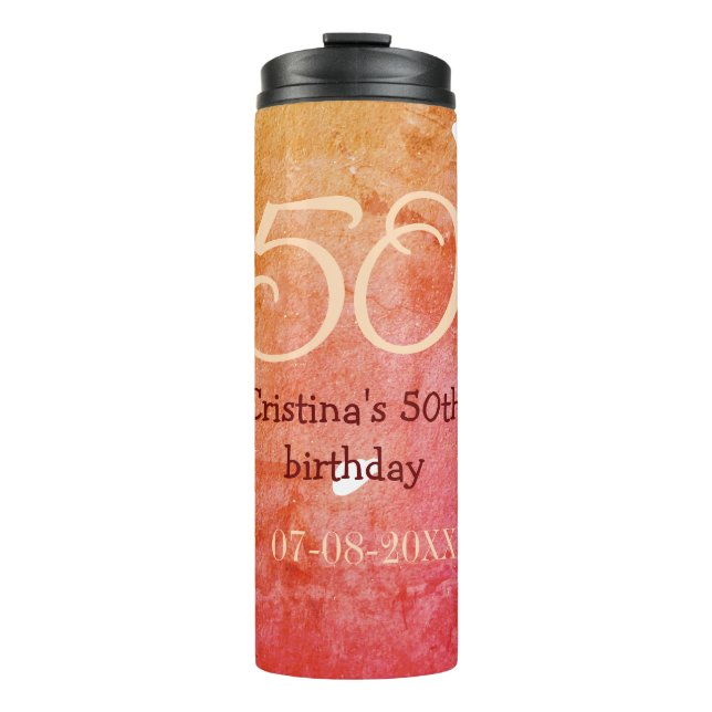 Orange röd 50-årsdag Lägg till namn datum p (Framsida)