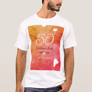 Orange röd 50-årsdag Lägg till namn datum p T Shirt