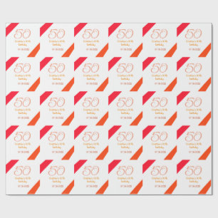 Orange röd 50 födelsedag årsdag lägg till namn dat presentpapper