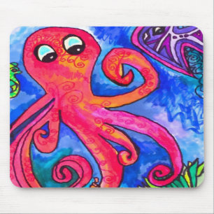 Orange-Röd bläckfisk Mousepad Musmatta