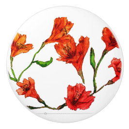 Orange Röd Blommigt Vattenfärg Knopp