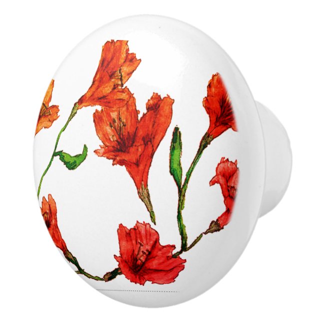 Orange Röd Blommigt Vattenfärg Knopp (Höger)